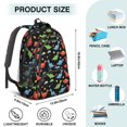 thumbnail image 5 of Dinosaur and Leaf Black Pattern Cute School Backpack Bag with Padded Back and Adjustable Shoulder Straps 16.9 X 12.6 X 5.9 Inches, 5 of 5