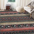 thumbnail image 4 of FairOnly 10'x13'Boho Floral Printed Non Slip Soft 5'x7'Area Rug for Bedroom Low Pile Non Shedding Indoor Rug for Modern Living Room Kitchen,Black Red, 4 of 7