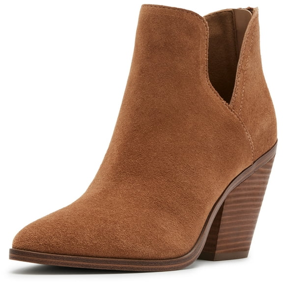 Blondo Neda Tan Suede Waterproof Almond Toe Back Zipper Heeled Ankle Boots (Tan Suede, 6)