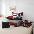 thumbnail image 6 of Manfei Modern Abstract Bedding Comforter Set 7pcs, Minimalism Plaid Queen Bedding Sets, Black Gray White Red Queen Sheet Sets, Microfiber Bedroom Decor, 6 of 8