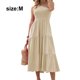 thumbnail image 2 of Vestido midi con gradas para fiesta en la playa con volantes de color sólido, sin mangas, estilo bohemio, de verano para mujer (albaricoque), M, 2 of 6