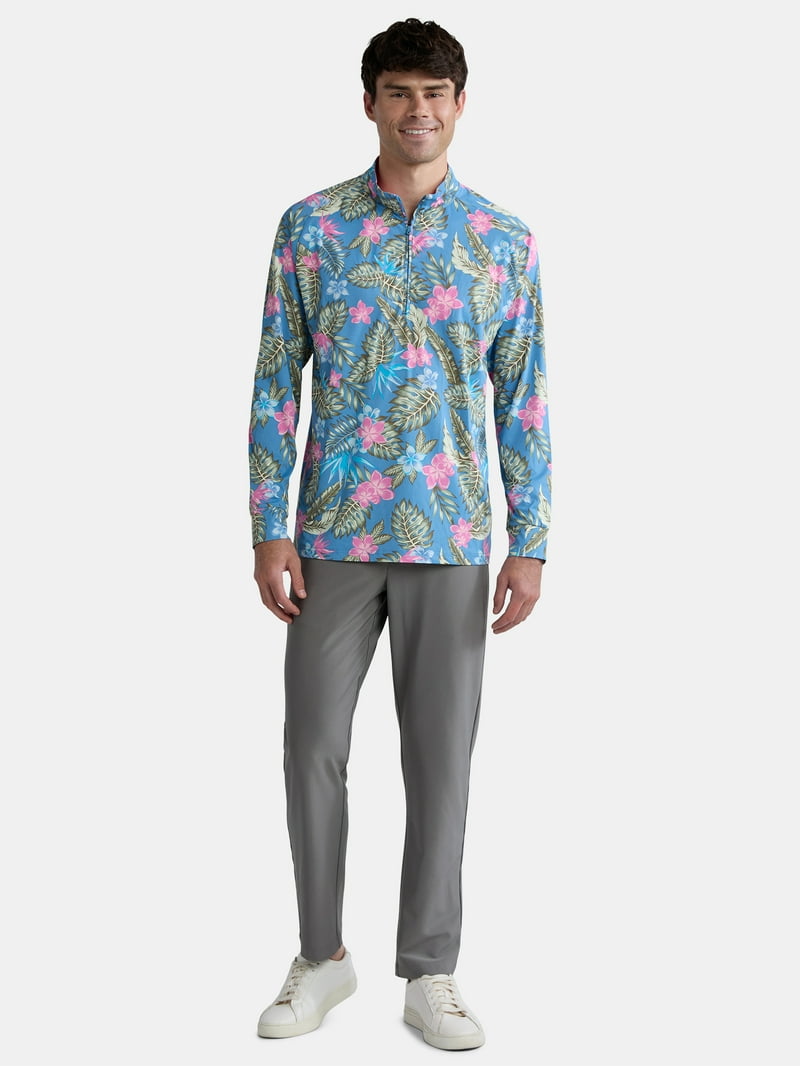 Birdie Bound Printed Quarter Zip Golf Shirt - Long Sleeve