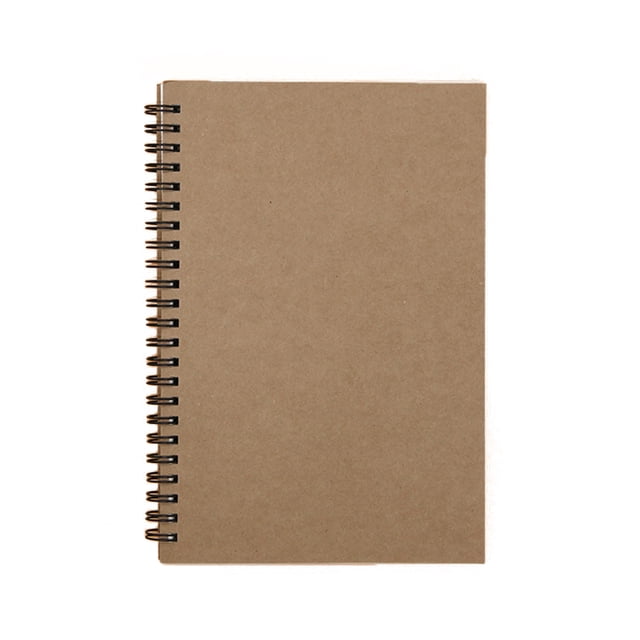 Cuaderno de notas portátil A5 con espiral, diseño retro en papel kraft, 50 hojas de papel beige, ideal para uso creativo y profesional.