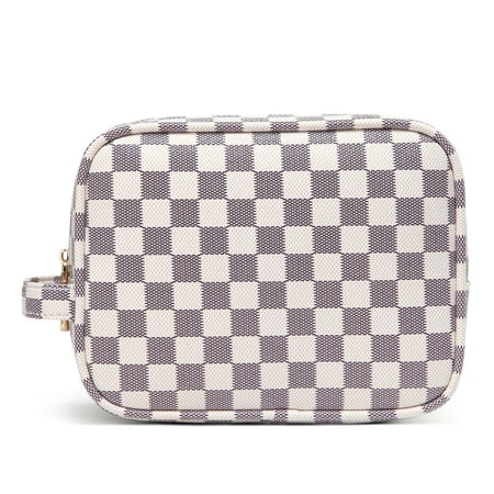 Daisy Rose Luxury Checkered Make Up Bag