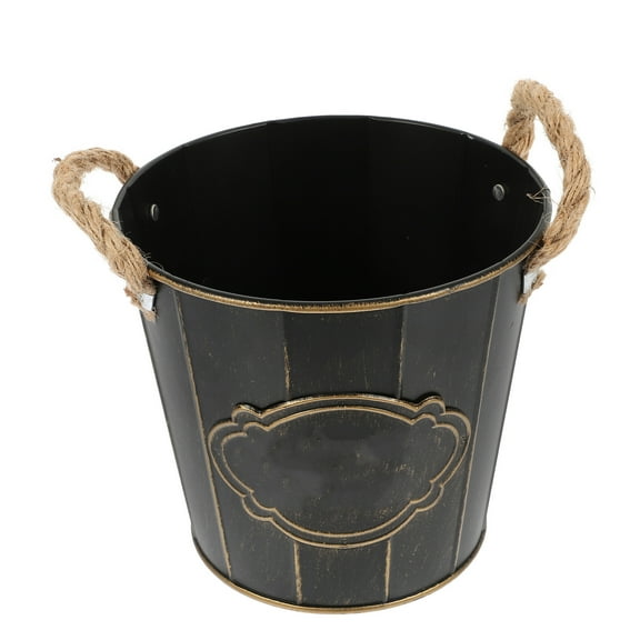 UNOMOR Iron Flower Bucket Bucket Flower Pot Black Gardening 1Pcs Home Decor