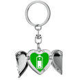thumbnail image 1 of Porte-clés avec Signe d'Avertissement Carré Vert Cœur Aile d'Ange, 1 of 3
