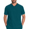 thumbnail image 2 of Yaoyar Mens Partial Zip V-Neck Scrub Top, Rib-Knit Panels, 2 Zip Pockets, 1 Welt Pocket PROTX2 Fabric- IN702A, 2 of 6