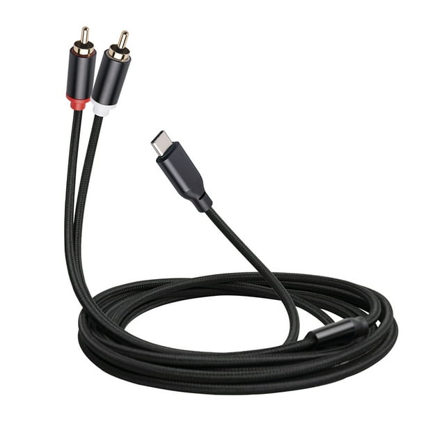 WDOplteas Cable Audio A Tipo C A 2 RCA Adaptador Cable Extensión para Altavoz (2 M)