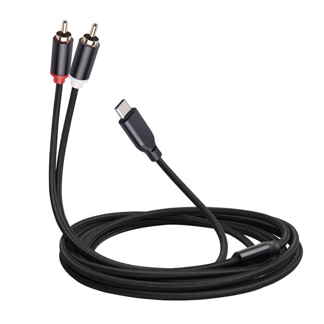 FLhrweasw Cable Audio A Tipo C A 2 RCA Adaptador Cable Extensión para Altavoz (1 M)