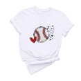 thumbnail image 5 of EQWLJWE Hauts d'Été pour Femmes Hauts pour Femmes Liquidation Mode Féminine Été Col Rond Loisirs Manches Courtes Imprimé Baseball, 5 of 5