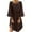 Coffee, variant on Meichang Women's Casual Cotton Linen Dresses 3/4 Bell Sleeve Solid Shirt Dresses Plus Size Loose Fit Pleated Mini Dresses Lightweight Comfy Work Dresses Coffee M