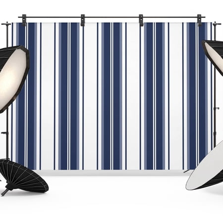 Navy Blue Striped Backdrops for Photography Vertical Stripe Modern Minimalist Fabric Photo Background Sturdy Studio Props for Photo Studio Video Recording Booth & Photoshoot 12x8ft