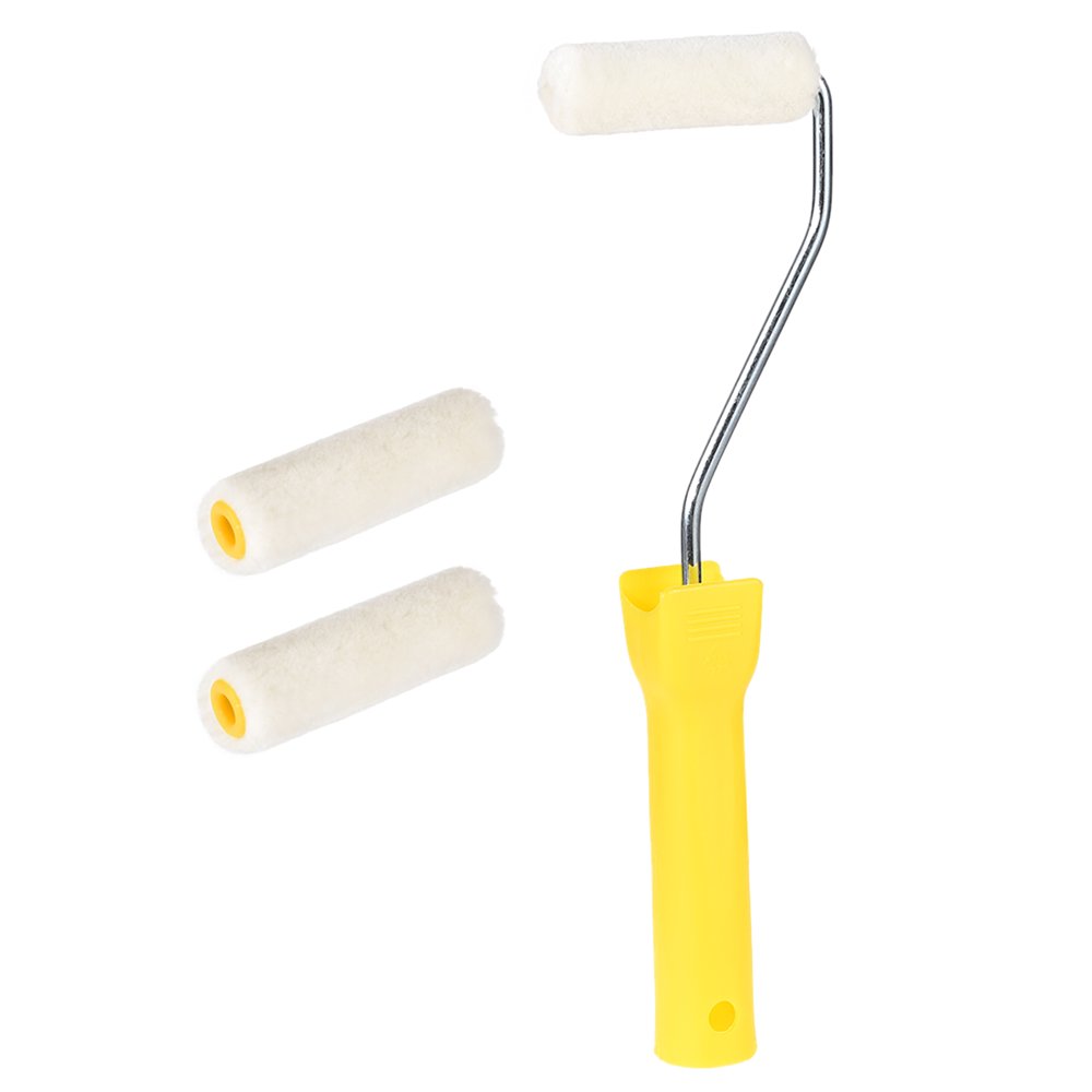 Uxcell 3 Inch / 75 mm Wool Paint Roller Brush with Plastic Handle 3