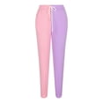 thumbnail image 6 of Hfyihgf Womens Color Block Y2k Baggy Sweatpants Drawstring High Waist Joggers Pants Trendy Relaxed Fit Trousers with Pockets(Pink,3XL), 6 of 8