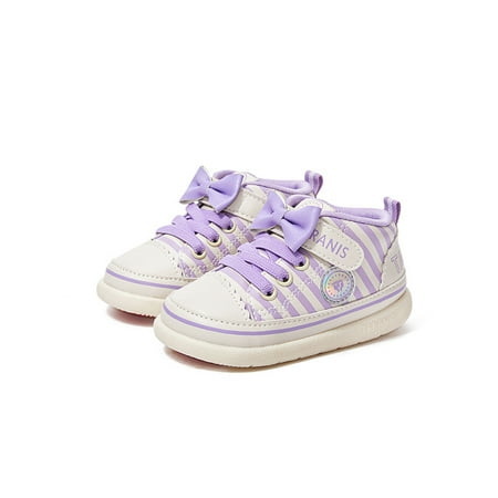 

TARANIS Toddler Baby Girls Striped Sneakers Soft Sole Non-slip Bow Hook And Loop Fastener Shoes First Walkers Crib Shoes