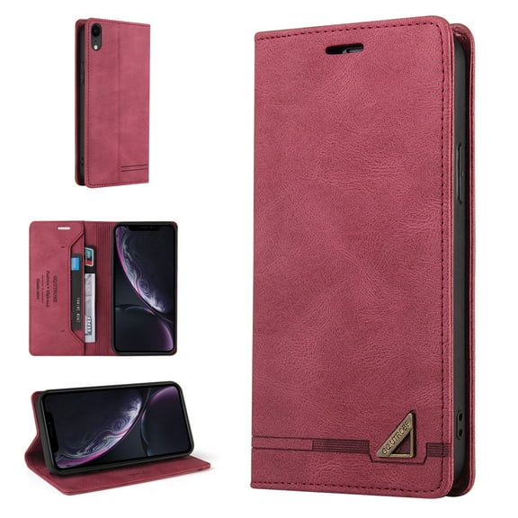 Wallet Cover for iPhone XR, Credit Card Slot Stand Slim Premium PU Leather & Soft TPU Back Shockproof Flip Folio Book Magnetic Cover For iPhone XR, Red