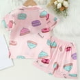 thumbnail image 4 of Kids Silk Pajamas Girls Toddler Girls Floral Silk Pajamas Set Summer Short Sleeve Button Up Top Shorts 2Pc Satin Sleepwear Set Pajamas for Girls Pink 18 Months-24 Months, 4 of 7