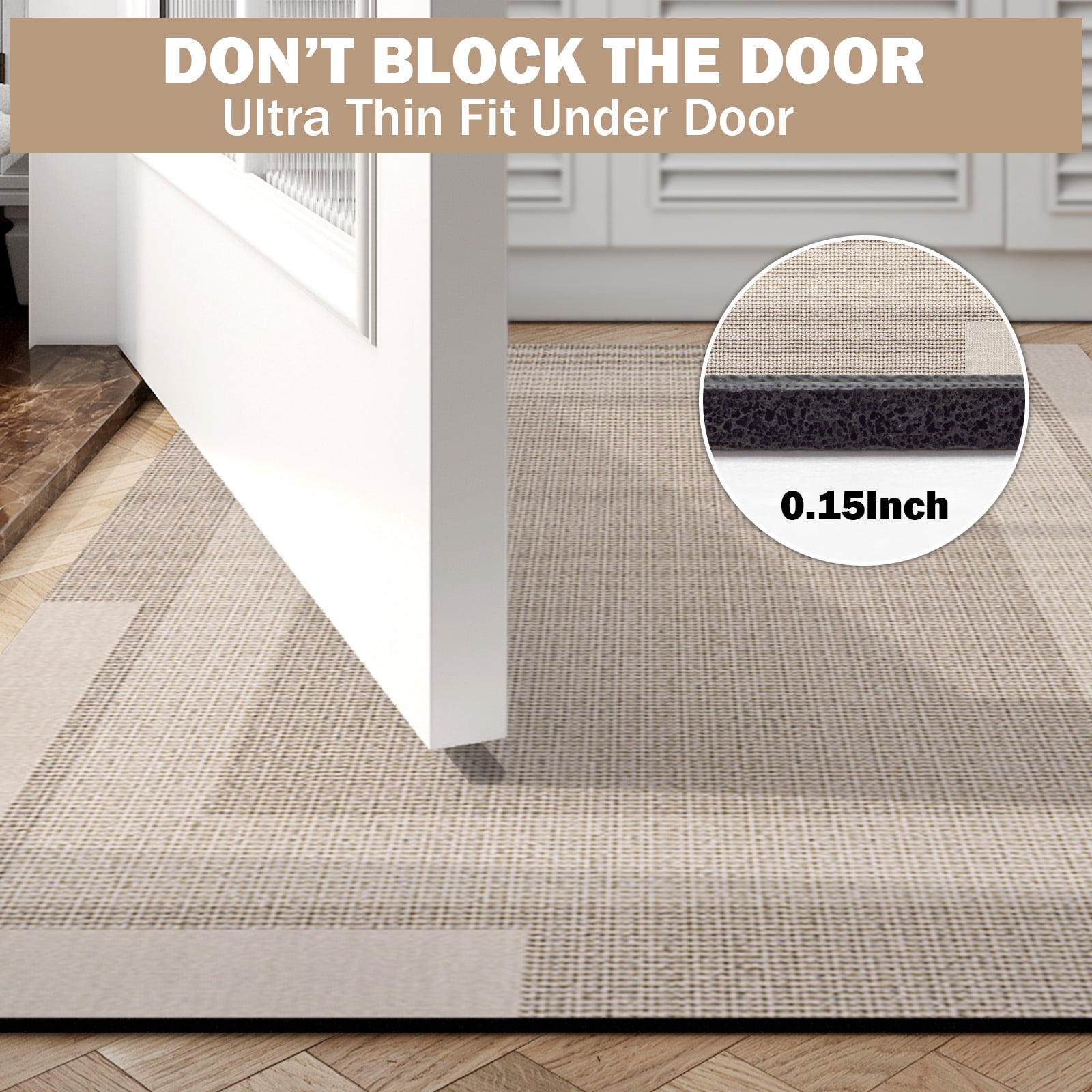 QiCaiJia Non Slip Bathroom Rugs, Absorbent Quick Dry Thin Bath Mat With Rubber Backing For Bathroom Floor Fit Under Door 24"x48" Beige