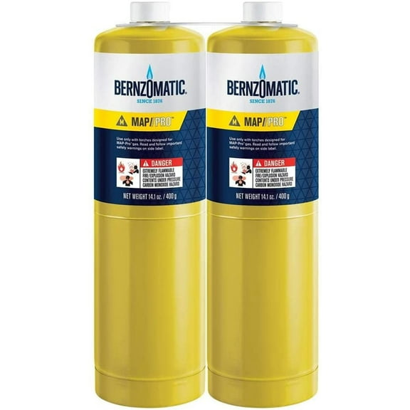 (2) 14.1 oz Bernzomatic Pre-Filled MAP-Pro Gas Torch Style Cylinder - Pack of 2