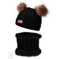 thumbnail image 3 of Gustave 2 Pieces Baby Winter Hat Scarf Set, Knitted Warm Fleece Lined Skiing Cap Pompom Kids Beanie for Kids Girl Boy "Black", 3 of 10