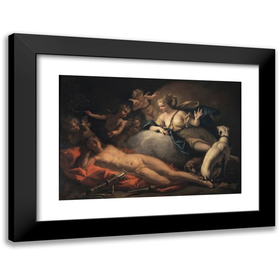 Sebastiano Ricci 14x11 Black Modern Framed Museum Art Print Titled - Diana and Endymion
