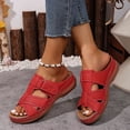 thumbnail image 6 of HomeDM Womens Sandals Micro-Wedge Open Toe Slip-On Summer Beach Vacations Slide Sandals, Red Size 6, 6 of 9