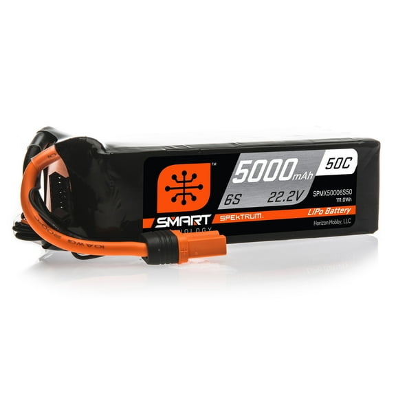 Spektrum 22.2V 5000mAh 6S 50C Smart LiPo Battery: IC5, SPMX50006S50