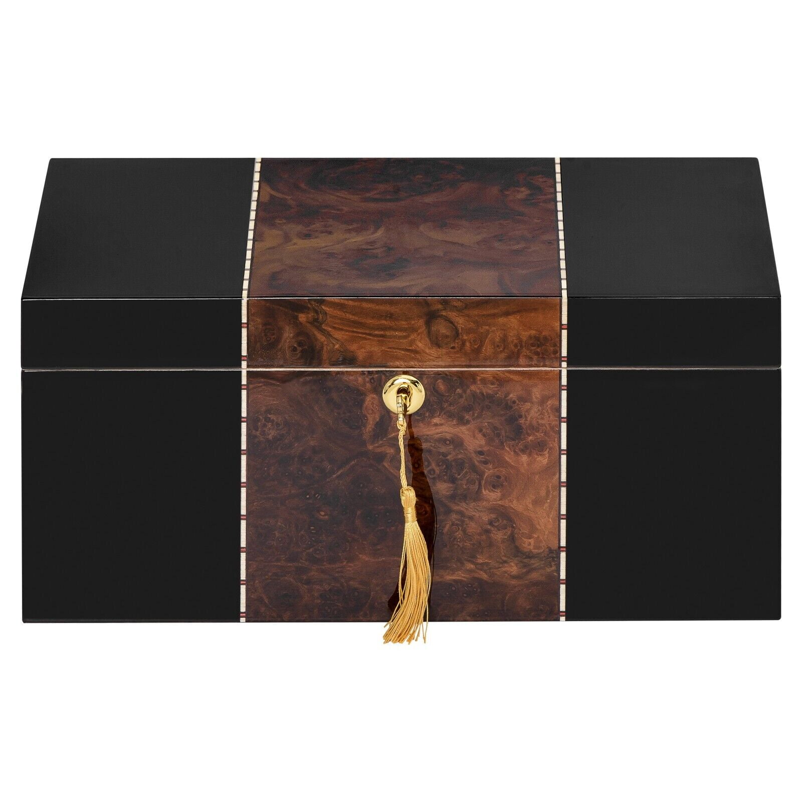 Humidor Supreme Conte Cigar Humidor Premium Burl Veneer 80 Cigars