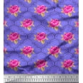 thumbnail image 1 of Soimoi Tissu en Viscose Chiffon Design Quatrefoil, Imprimé Feuilles & Roses au Mètre 42 Pouces de Large, 1 of 3