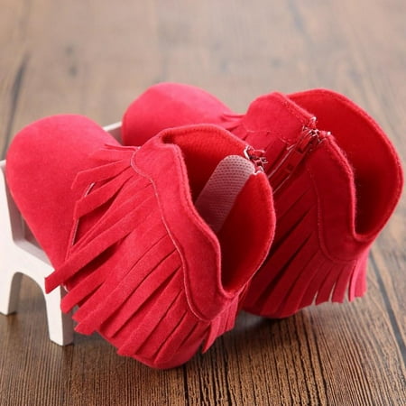 

Infant Baby Girls and Boys Premium Soft Sole Moccasins Tassels Prewalker Anti-Slip Toddler Shoes