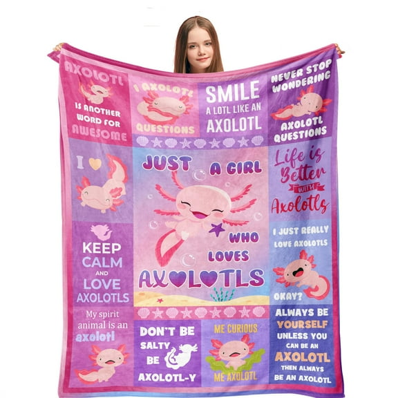 Best Axolotl Gifts Blanket 50” x 60”, Axolotls Bedding/Stuff, Axolotl Birthday Gifts for Girls, Gifts for Axolotls Lover, Salamander Gifts