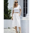 thumbnail image 2 of Womens Cropped Pants Drawstring Waist Wide Leg Lightweight Comfort Capris Casual Vacation Trousers with Pockets, White, S, 2 of 9