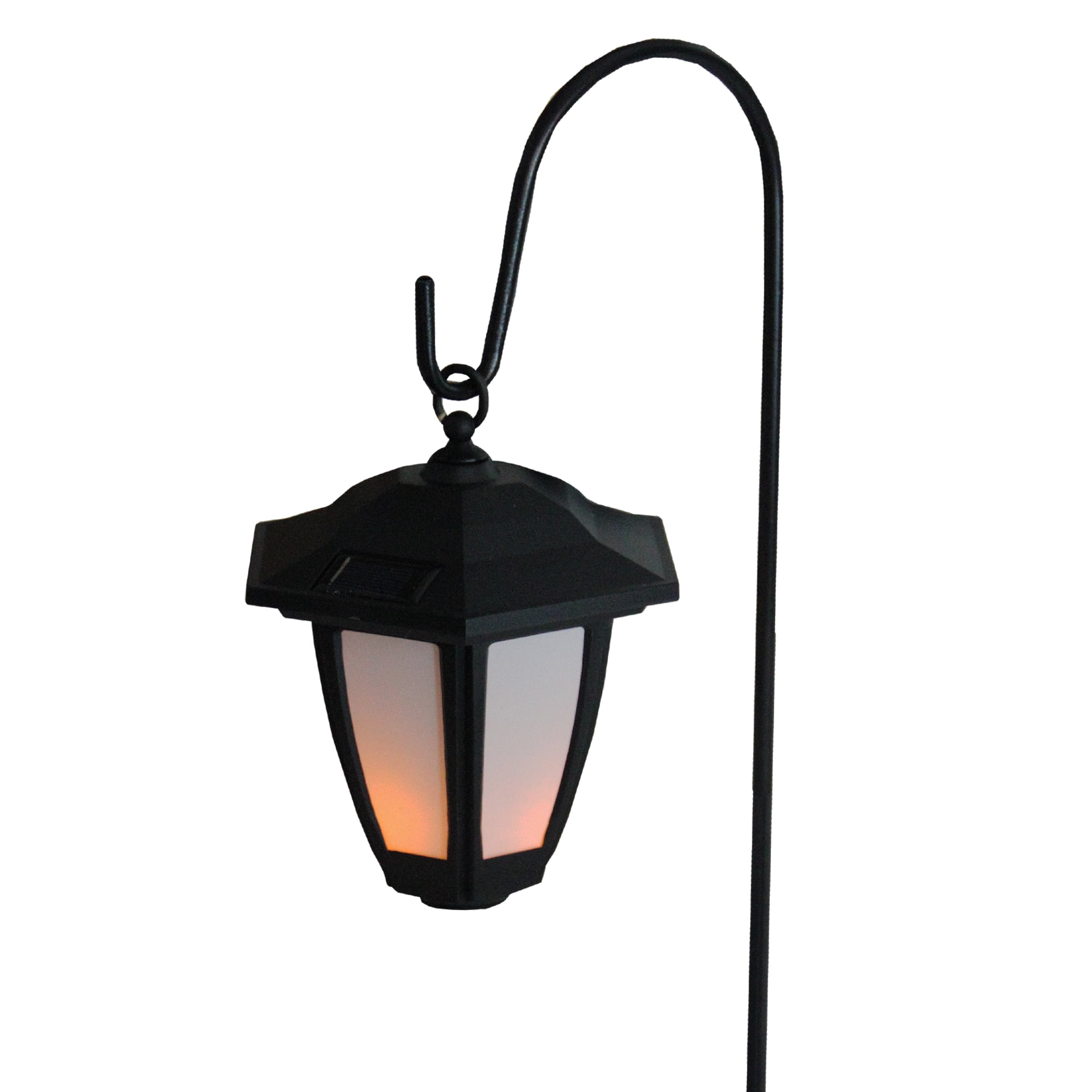 27 Black and White LED Solar Powered Light Post Lantern with Shepherd's  Hook Garden Stake - Walmart.com
