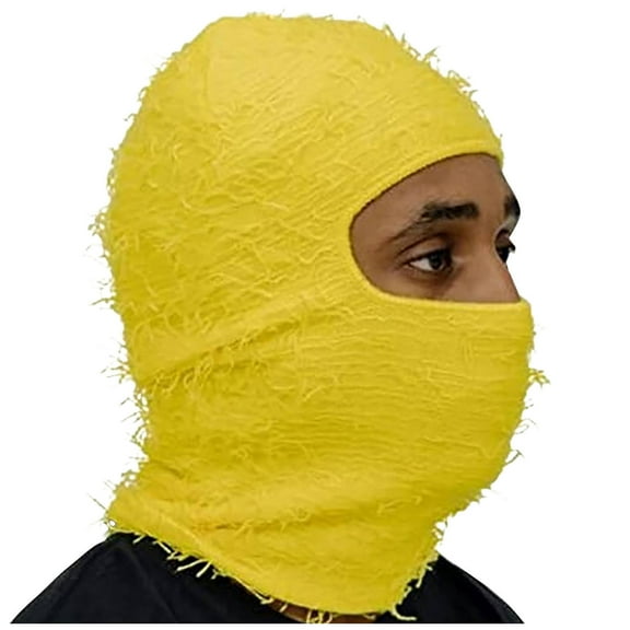 Lilgiuy Distressed Balaclava Ski Mask for Men Women Knitted Full Face Mask Winter Solid Color Trendy Windproof Neck Warmer for Cycling Motorcycling (Free Size)