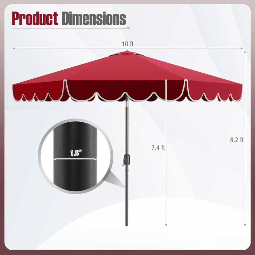 Spaco 10 Feet Patio Umbrella Outdoor Market Umbrella with Crank Tilt Adjustment, Outdoor Shade, Wine