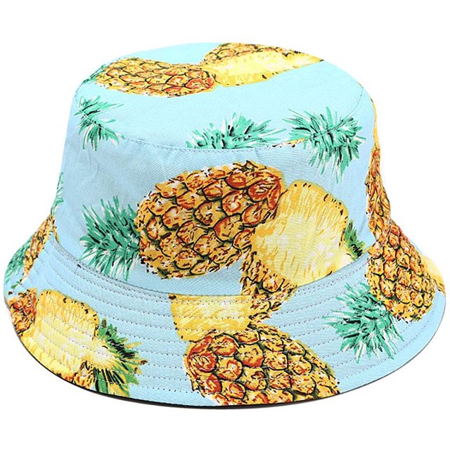 Fruit Print Bucket Hat Banana Pattern Fisherman Hats Summer Reversible Packable Cap