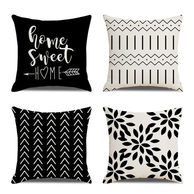 Black&White Geometric Throw Cover Pillow Cushion Square Case Decor Dazzling 18" Black&White Geometric Throw Cover Pillow Cushion Square Case Decor Dazzling 18"