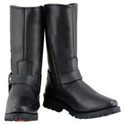 Milwaukee Leather Men's Black Leather Harness Motorcycle Boots with Braid and Riveted Details MBM9025 11.5