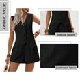 thumbnail image 4 of SHIBEVER Lounge Sets for Women Black Summer Casual Sleeveless 2pcs Sets Womens V Neck Dressy Vest Waistcoat with Pockets and Shorts Outfits Loungewear XL, 4 of 7