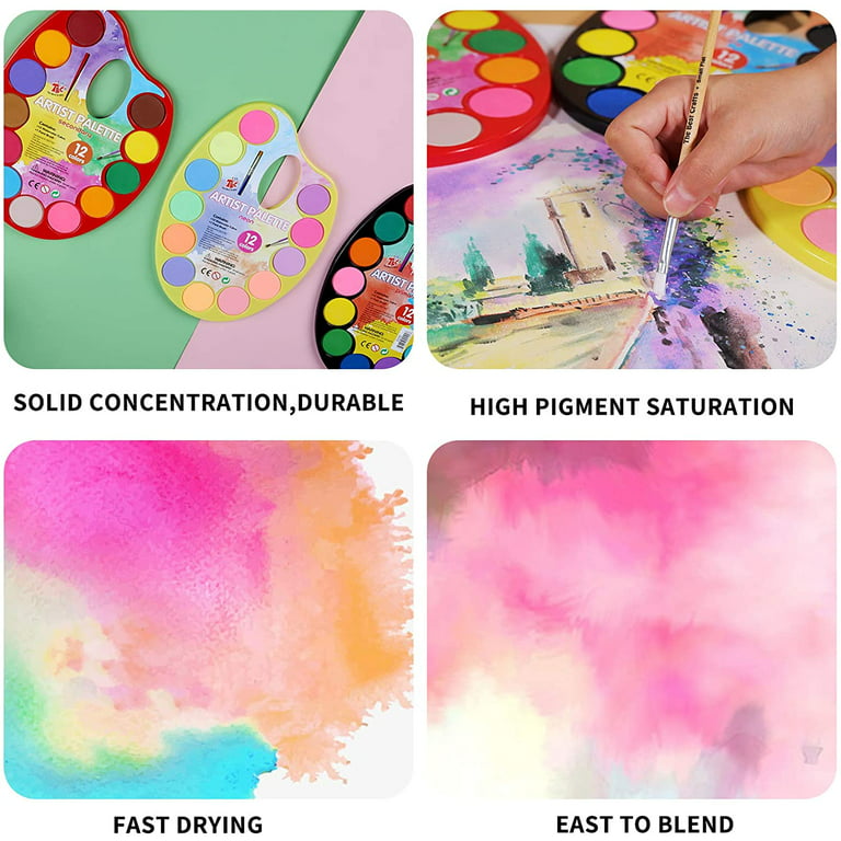 Kids Premium Watercolor Paint Set, 25 Vibrant Color Cakes