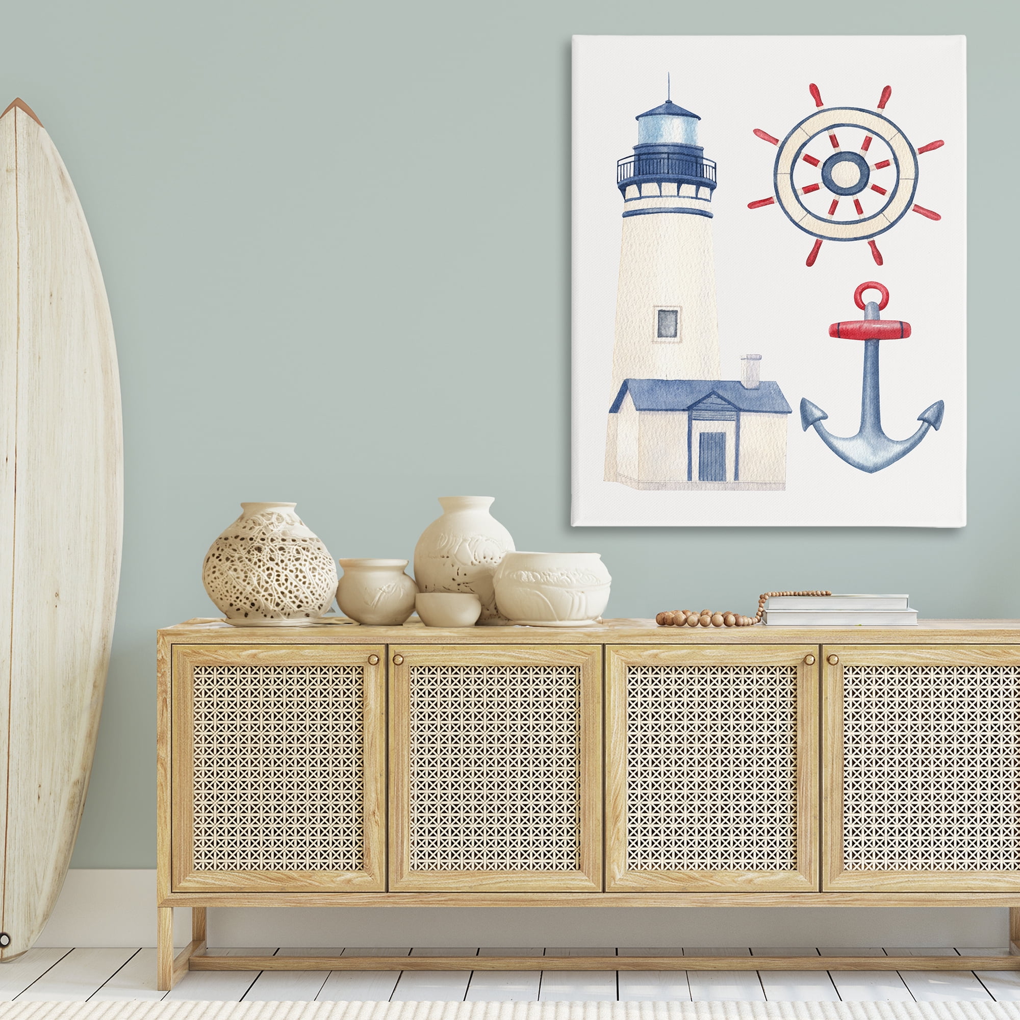Stupell Industries Nautical & Boating Gear Nautical & Beach Painting Wrapped Canvas Art Print Wall Art, 36 x 48