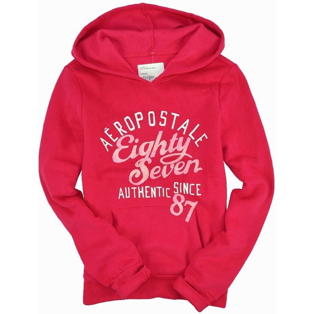 Aeropostale sudadera con capucha Eighty Seven Script para mujer, rojo, XS