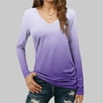 thumbnail image 7 of Womens Long Sleeve T Shirts Casual V Neck Gradient Color Slim Fit Basic Tee Soft Comfy Pullover Tunic Tops (L, Light Blue), 7 of 7