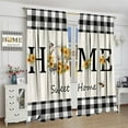thumbnail image 4 of Farmhouse Sunflower Curtains, Rustic Vintage Country Summer Yellow Floral Blossom Wooden Board Black White Buffalo Plaid Check Window Curtains for Kitchen Living Room Bedroom 84x84in, 4 of 5