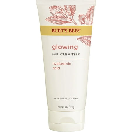 Burt's Bees Glowing Gel Cleanser with Naturally Derived Hyaluronic Acid and Other Natural Origin Ingredients, 6 Fluid Ounces
