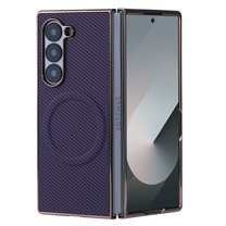 for Samsung Galaxy Z Fold 7 Case, Compatible with Magsafe, Carbon Fiber Texture Design, Built-in Microfiber Lining, Shockproof Lightweight Slim Phone Case for Samsung Galaxy Z Fold 7 - Purple