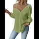 thumbnail image 2 of Blusa Asimétrica con Hombros Descubiertos y Larga Abotonada para Mujer, Color Amarillo y Verde, Talla XL, 2 of 6