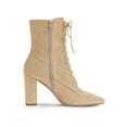 thumbnail image 3 of Unique Bargains Women's Pointy Toe Block Heel Glitter Ankle Boots, 3 of 8