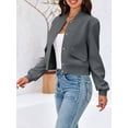 thumbnail image 6 of Long Sleeved Women Button Down Casual Crop Coat Bomber Jacket, 6 of 6