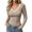 Khaki, variant on Vivianyo HD Women's Contrast Trim V Neck Ribbed Top, Fall Fitted Long Sleeve Knit Pullover for Women, Sizes S-2XL